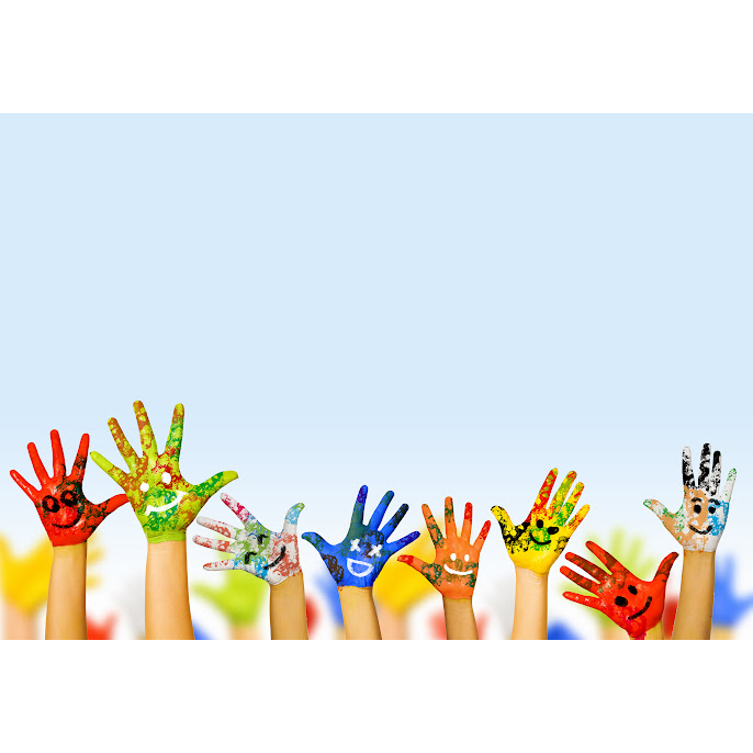 Image of raised brightly painted hands with smiley faces on them text reads Atheism and Spiritual Direction Still Lake Listening